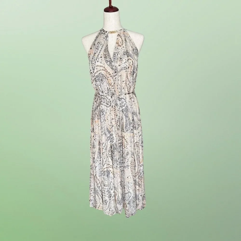 NWT Ann Taylor Halter Top Lined Maxi Pleated Flowing Dress Med - Picture 14 of 16